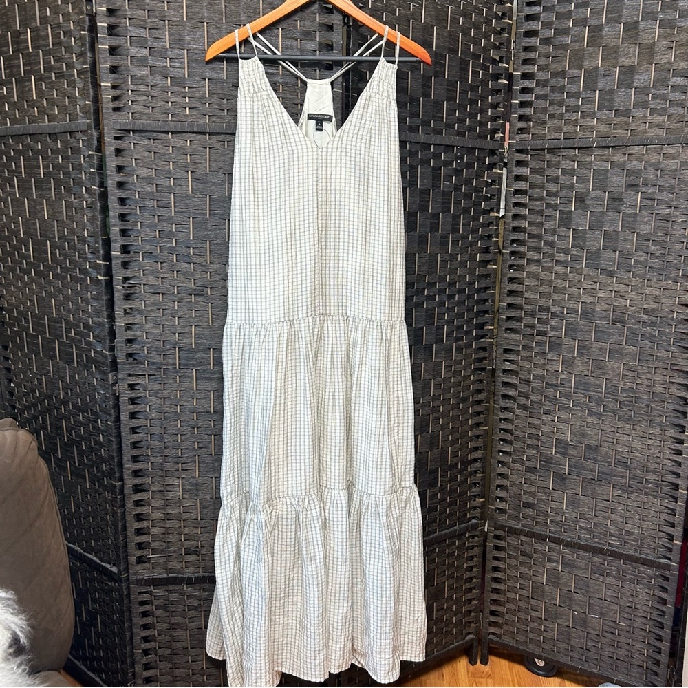 Banana Republic dress petite small tiered maxi dress NWT small window pane flowy